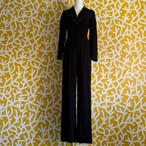 & Other Stories Los Angeles Atelier Black Beaded Long Sleeve Western Jumpsuit: 4 - Picture 8 of 10